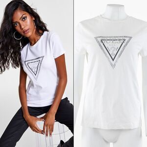 GUESS Amalur Bling Logo T-Shirt in Pure White